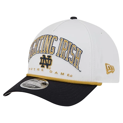 Men's New Era White/Navy Notre Dame Fighting Irish Arch Two-Tone Rope 9FORTY A-Frame M-Crown Adjustable Hat