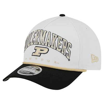 Men's New Era White/Black Purdue Boilermakers Arch Two-Tone Rope 9FORTY A-Frame M-Crown Adjustable Hat
