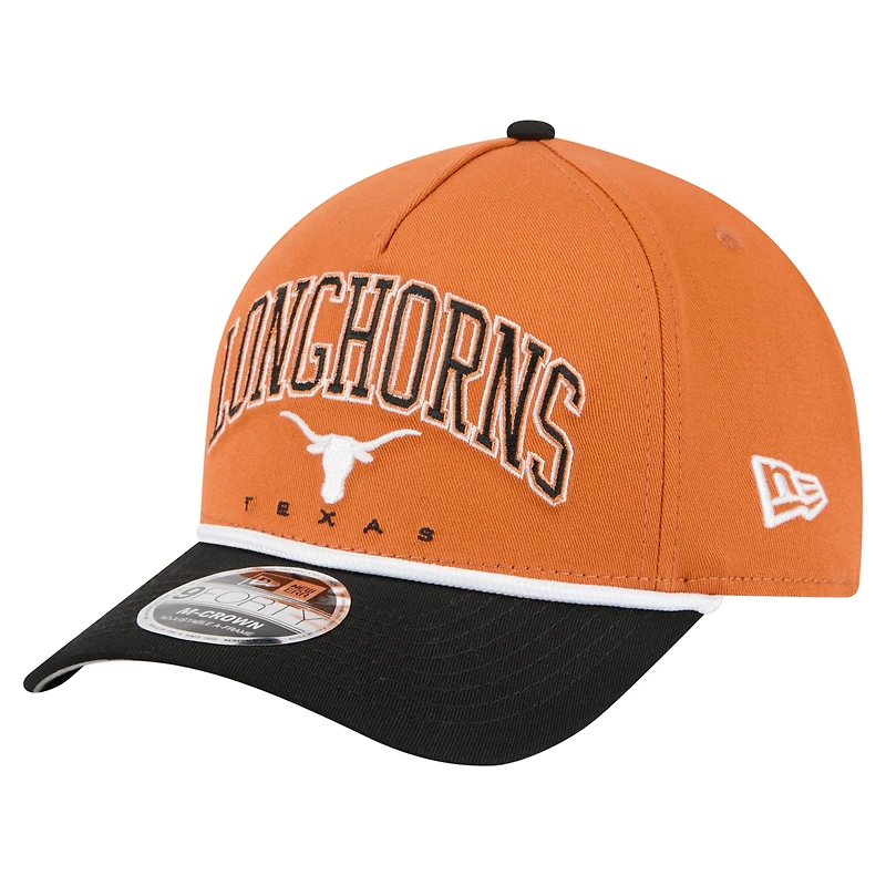 Men's New Era Texas Orange/Black Texas Longhorns Arch Two-Tone Rope 9FORTY A-Frame M-Crown Adjustable Hat