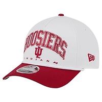 Men's New Era White/Crimson Indiana Hoosiers Arch Two-Tone Rope 9FORTY A-Frame M-Crown Adjustable Hat