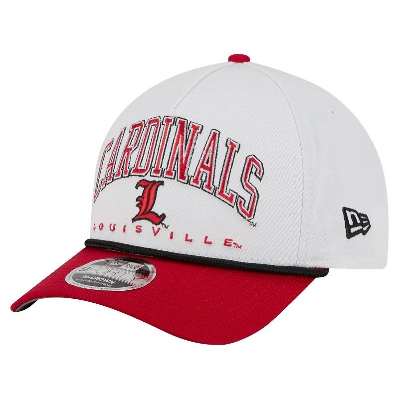 Men's New Era White/Red Louisville Cardinals Arch Two-Tone Rope 9FORTY A-Frame M-Crown Adjustable Hat
