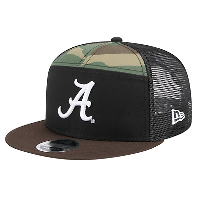 Men's New Era Black/Camo Alabama Crimson Tide Outdoor Wide Panel 9FIFTY Snapback Trucker Hat