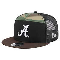 Men's New Era Black/Camo Alabama Crimson Tide Outdoor Wide Panel 9FIFTY Snapback Trucker Hat