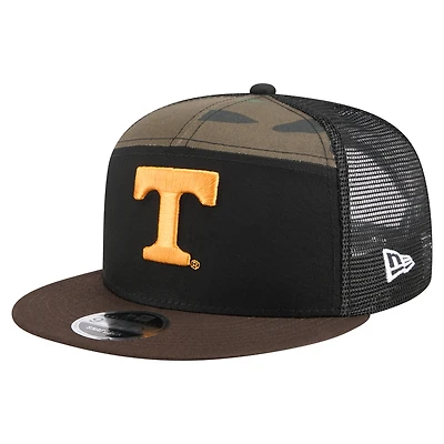 Men's New Era Camo/Black Tennessee Volunteers Outdoor Wide Panel 9FIFTY Snapback Trucker Hat