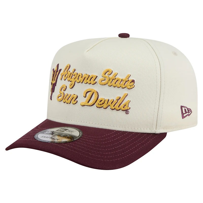 Men's New Era Cream/Maroon Arizona State Sun Devils Vintage Chainstitch 9FIFTY A-Frame Snapback Hat