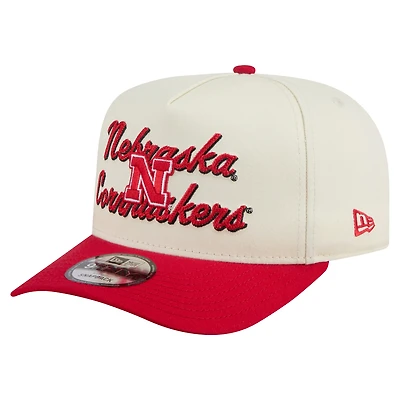 Men's New Era Cream/Scarlet Nebraska Huskers Vintage Chainstitch 9FIFTY A-Frame Snapback Hat