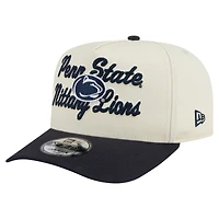 Men's New Era Cream/Navy Penn State Nittany Lions Vintage Chainstitch 9FIFTY A-Frame Snapback Hat