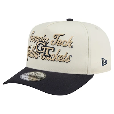 Men's New Era Cream/Navy Georgia Tech Yellow Jackets Vintage Chainstitch 9FIFTY A-Frame Snapback Hat