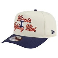 Men's New Era Cream/Navy Illinois Fighting Illini Vintage Chainstitch 9FIFTY A-Frame Snapback Hat