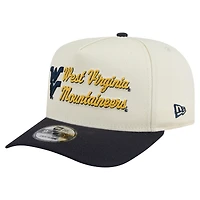 Men's New Era Cream/Navy West Virginia Mountaineers Vintage Chainstitch 9FIFTY A-Frame Snapback Hat