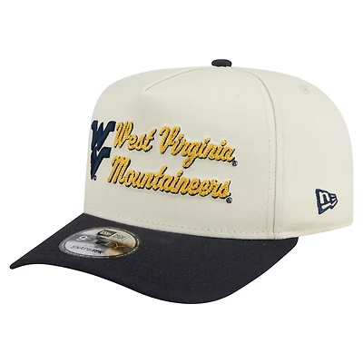 Men's New Era Cream/Navy West Virginia Mountaineers Vintage Chainstitch 9FIFTY A-Frame Snapback Hat
