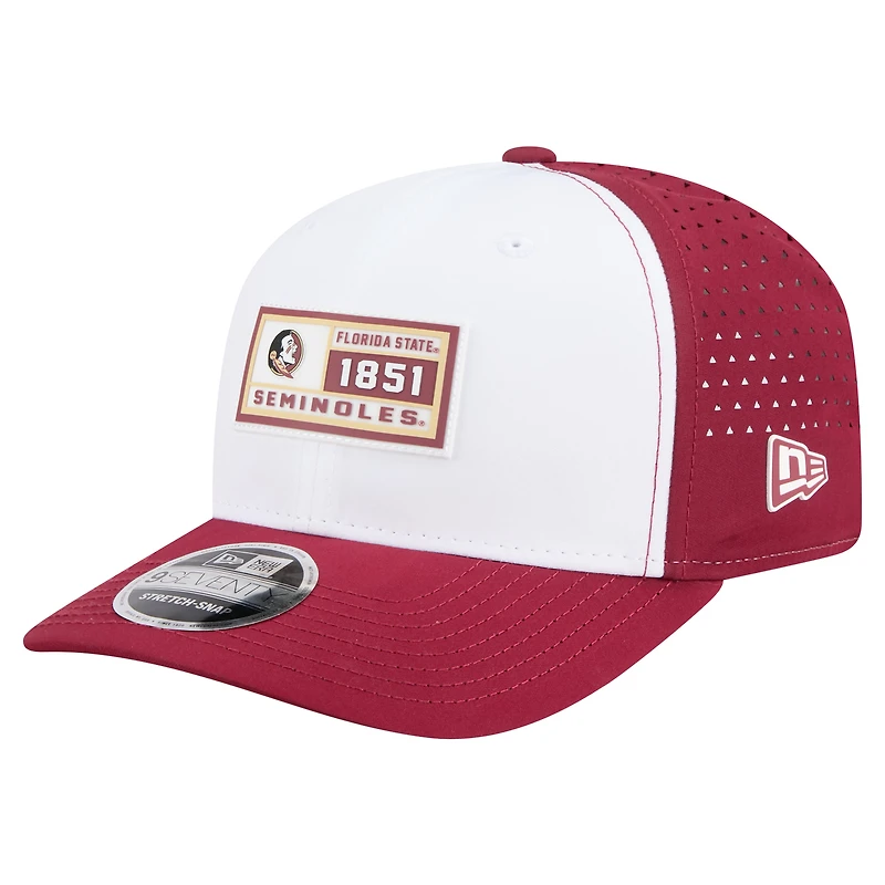 Men's New Era White/Garnet Florida State Seminoles Perforated Patched 9SEVENTY Adjustable Hat