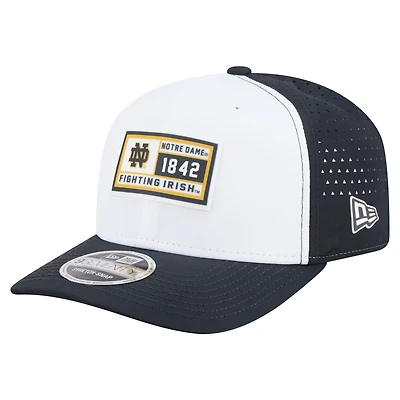 Men's New Era White/Navy Notre Dame Fighting Irish Perforated Patched 9SEVENTY Adjustable Hat