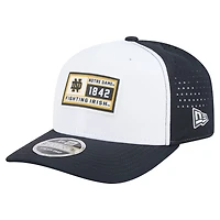 Men's New Era White/Navy Notre Dame Fighting Irish Perforated Patched 9SEVENTY Adjustable Hat