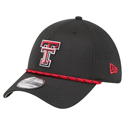 Men's New Era  Black Texas Tech Red Raiders Rope 39THIRTY Flex Hat