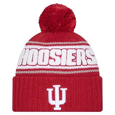 Men's New Era Crimson Indiana Hoosiers Bold Cuffed Knit Hat with Pom