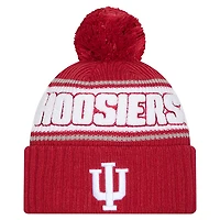 Men's New Era Crimson Indiana Hoosiers Bold Cuffed Knit Hat with Pom