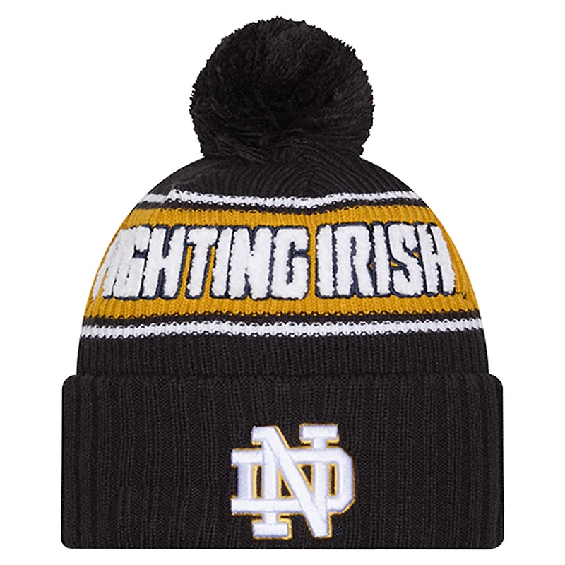 Men's New Era Black Notre Dame Fighting Irish Bold Cuffed Knit Hat with Pom