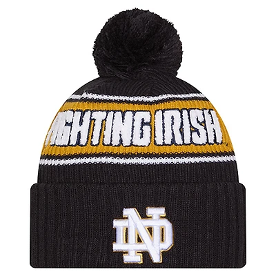 Men's New Era Black Notre Dame Fighting Irish Bold Cuffed Knit Hat with Pom