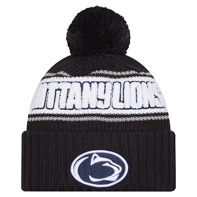 Men's New Era Black Penn State Nittany Lions Bold Cuffed Knit Hat with Pom