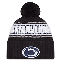 Men's New Era Black Penn State Nittany Lions Bold Cuffed Knit Hat with Pom