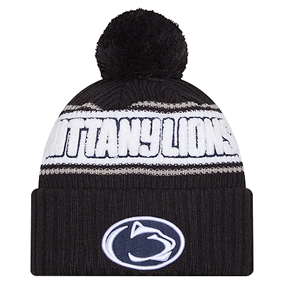 Men's New Era Black Penn State Nittany Lions Bold Cuffed Knit Hat with Pom