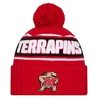 Men's New Era Red Maryland Terrapins Bold Cuffed Knit Hat with Pom