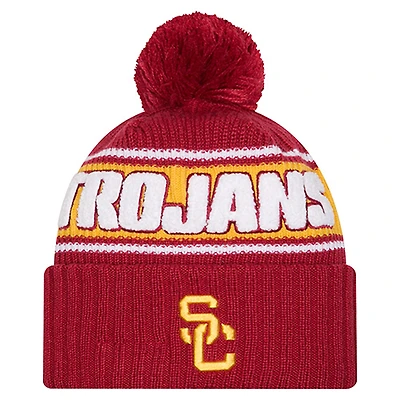 Men's New Era Cardinal USC Trojans Bold Cuffed Knit Hat with Pom