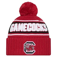Men's New Era Garnet South Carolina Gamecocks Bold Cuffed Knit Hat with Pom