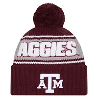 Men's New Era Maroon Texas A&M Aggies Bold Cuffed Knit Hat with Pom