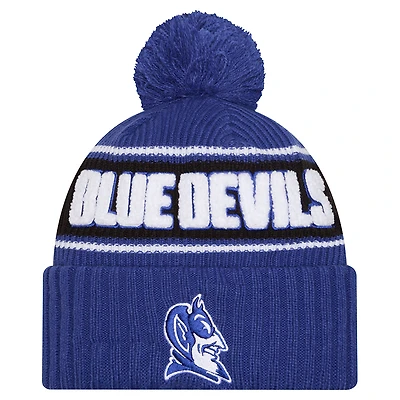 Men's New Era Royal Duke Blue Devils Bold Cuffed Knit Hat with Pom