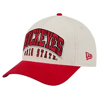 Men's New Era Scarlet/Cream Ohio State Buckeyes Arch Two-Tone Corduroy 9FORTY A-Frame Adjustable Hat