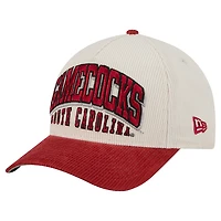 Men's New Era Garnet/Cream South Carolina Gamecocks Arch Two-Tone Corduroy 9FORTY A-Frame Adjustable Hat