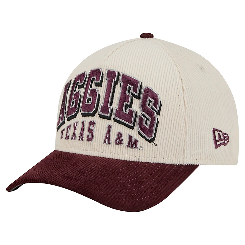 Men's New Era Maroon/Cream Texas A&M Aggies Arch Two-Tone Corduroy 9FORTY A-Frame Adjustable Hat