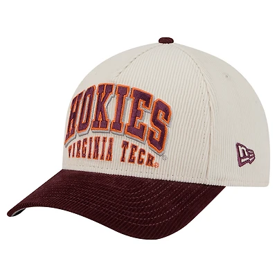 Men's New Era Maroon/Cream Virginia Tech Hokies Arch Two-Tone Corduroy 9FORTY A-Frame Adjustable Hat