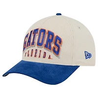 Men's New Era Royal/Cream Florida Gators Arch Two-Tone Corduroy 9FORTY A-Frame Adjustable Hat
