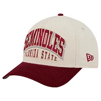Men's New Era Garnet/Cream Florida State Seminoles Arch Two-Tone Corduroy 9FORTY A-Frame Adjustable Hat