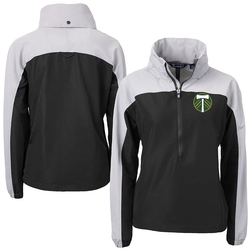 Women's Cutter & Buck  Black Portland Timbers Charter Eco Recycled Full-Zip Anorak Jacket