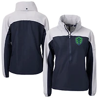 Women's Cutter & Buck  Navy Seattle Sounders FC Charter Eco Recycled Full-Zip Anorak Jacket