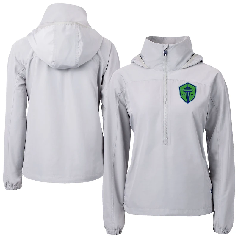 Women's Cutter & Buck  Gray Seattle Sounders FC Charter Eco Recycled Full-Zip Anorak Jacket