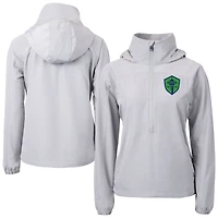Women's Cutter & Buck  Gray Seattle Sounders FC Charter Eco Recycled Full-Zip Anorak Jacket