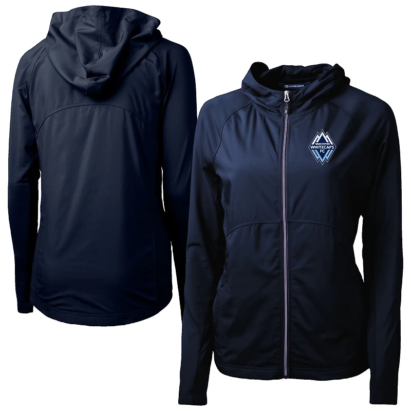 Women's Cutter & Buck  Navy Vancouver Whitecaps FC Adapt Eco Knit Hybrid Recycled Raglan Full-Zip Jacket