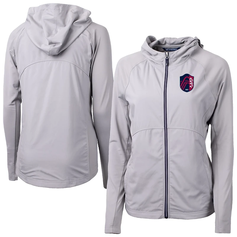 Women's Cutter & Buck  Gray St. Louis City SC Adapt Eco Knit Hybrid Recycled Raglan Full-Zip Jacket