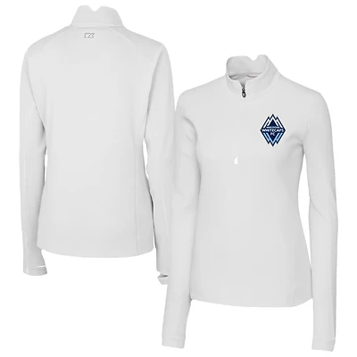 Women's Cutter & Buck  White Vancouver Whitecaps FC Traverse Stretch Eco Quarter-Zip Top