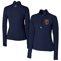 Women's Cutter & Buck  Navy Real Salt Lake Traverse Stretch Eco Quarter-Zip Top