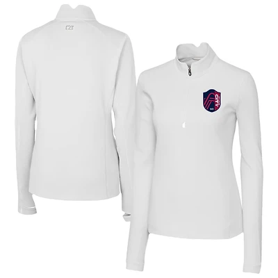Women's Cutter & Buck  White St. Louis City SC Traverse Stretch Eco Quarter-Zip Top