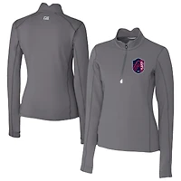 Women's Cutter & Buck  Gray St. Louis City SC Traverse Stretch Eco Quarter-Zip Top