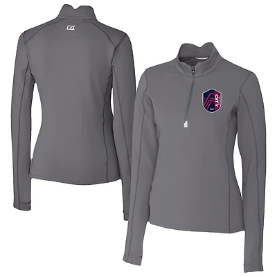 Women's Cutter & Buck  Gray St. Louis City SC Traverse Stretch Eco Quarter-Zip Top