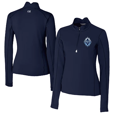 Women's Cutter & Buck  Navy Vancouver Whitecaps FC Traverse Stretch Eco Quarter-Zip Top