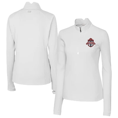 Women's Cutter & Buck  White Toronto FC Traverse Stretch Eco Quarter-Zip Top